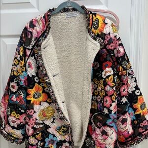 Floral Puffer Jacket with Sherpa Lining